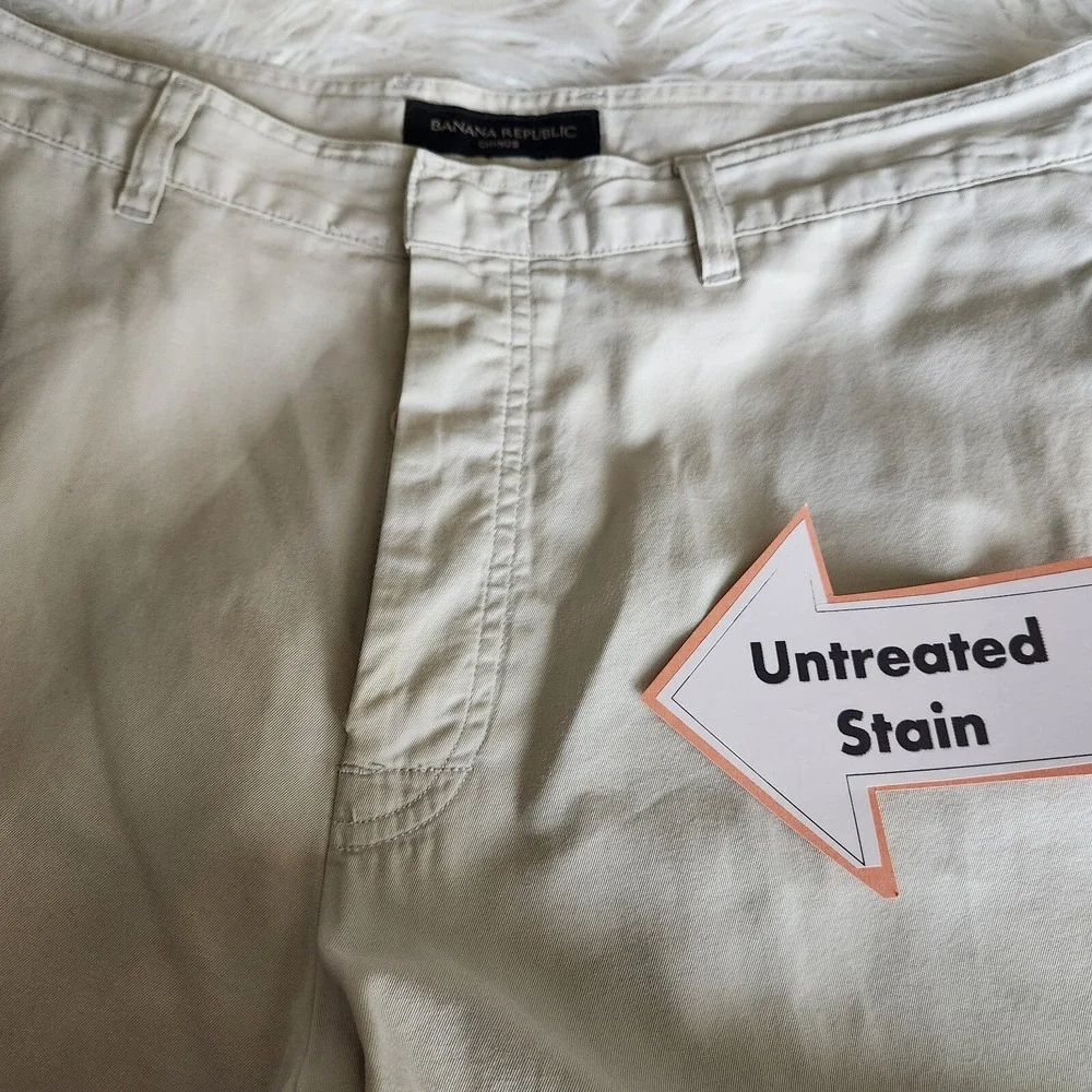 Banana Republic Chinos Pants Mens 34x34 Long‎ Trouser Flat Front Beige FLAW